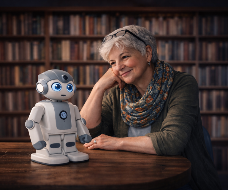 Yanny & ich  - Yanny ist ein humanoider Mini-Roboter, der auch kommunizieren kann. 